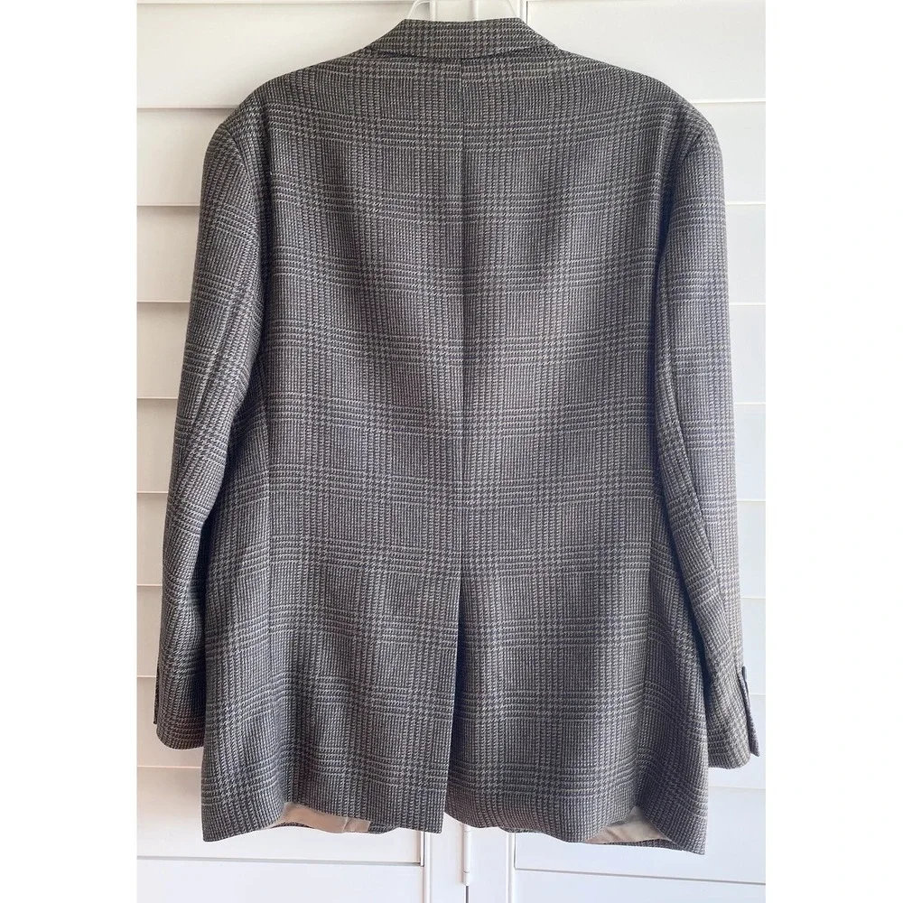 VTG Chaps Ralph Lauren Blazer Men 41R Olive Brown Houndstooth Canada Coat Wool